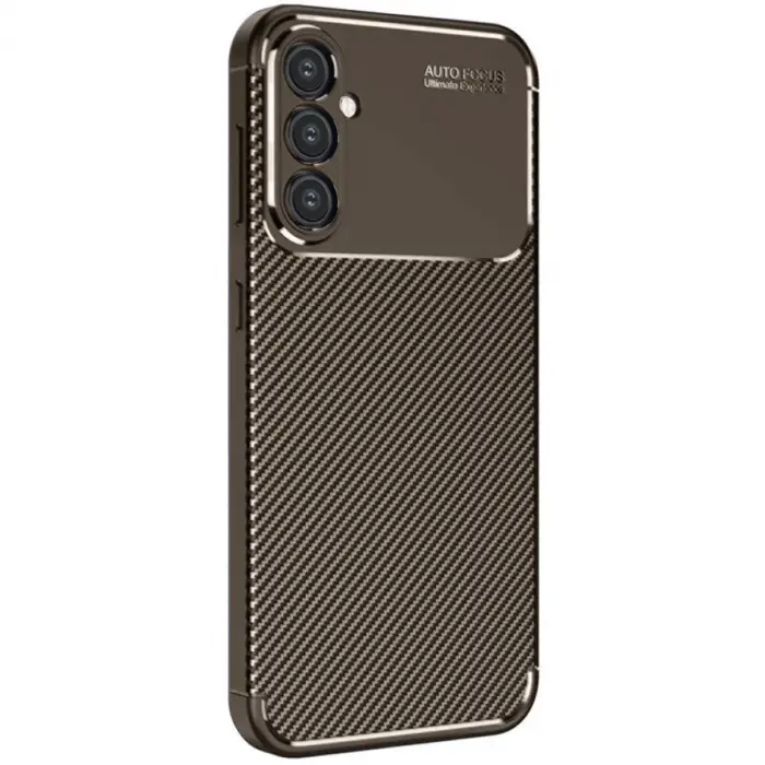 Samsung Galaxy S25 Plus Kılıf Auto Focus Karbon Kapak - Kahverengi