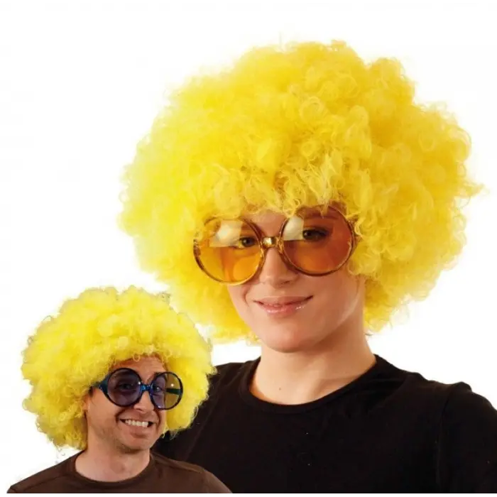 Sarı Renk Kıvırcık Afro Bonus Peruk Bx40