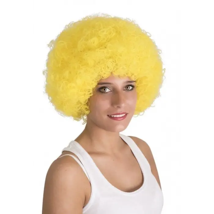 Sarı Renk Kıvırcık Afro Bonus Peruk Bx40