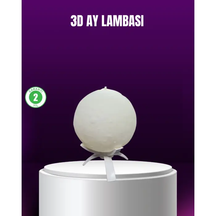 Şarjlı 3D Baskılı 16 Renk Ay Lambası  Stand