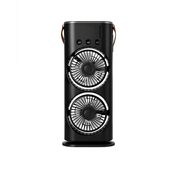 Şarjlı Buharlı Serinletici Fan RGB Işıklı Çift Pervaneli Masa Fanı