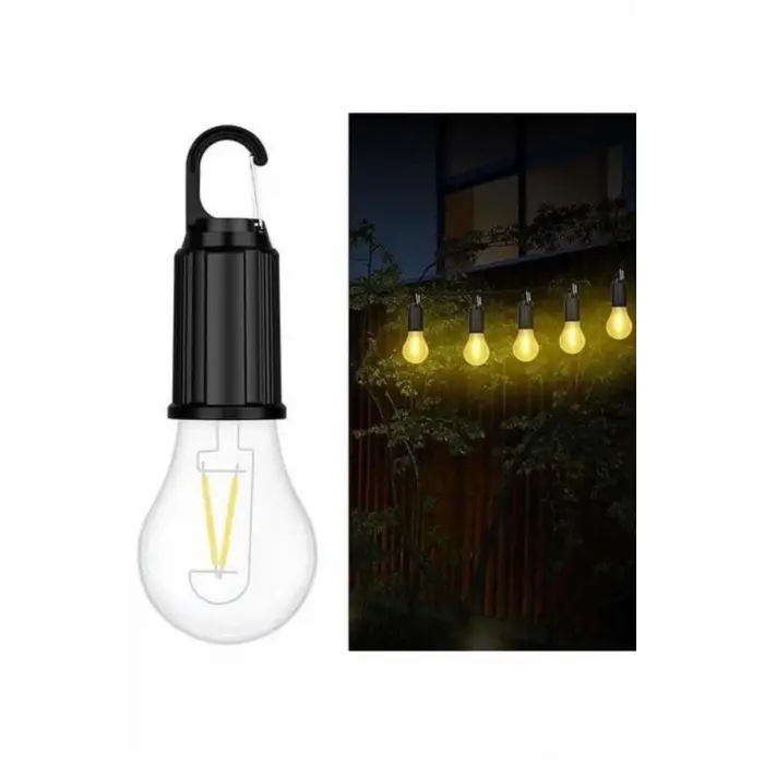 Şarjlı Dekoratif Kamp Lambası Askılı Ampul Led Işık Type-C Girişli