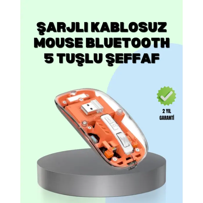 Şarjlı Ergonomik Fare – 1600 DPI Sessiz Tıklama Özellikli