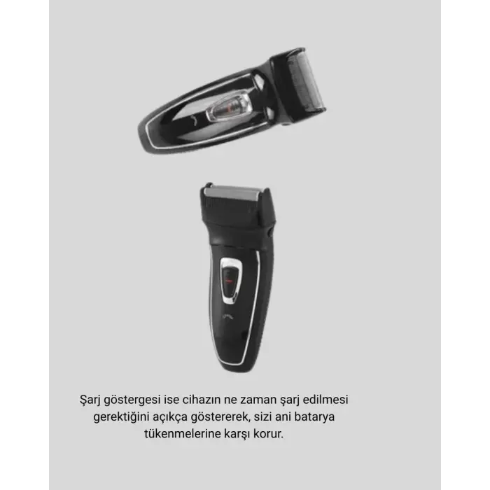 Şarjlı Kablosuz Tıraş Makinesi Çift Başlık Kuru Tıraş Ergonomik Taşınabilir