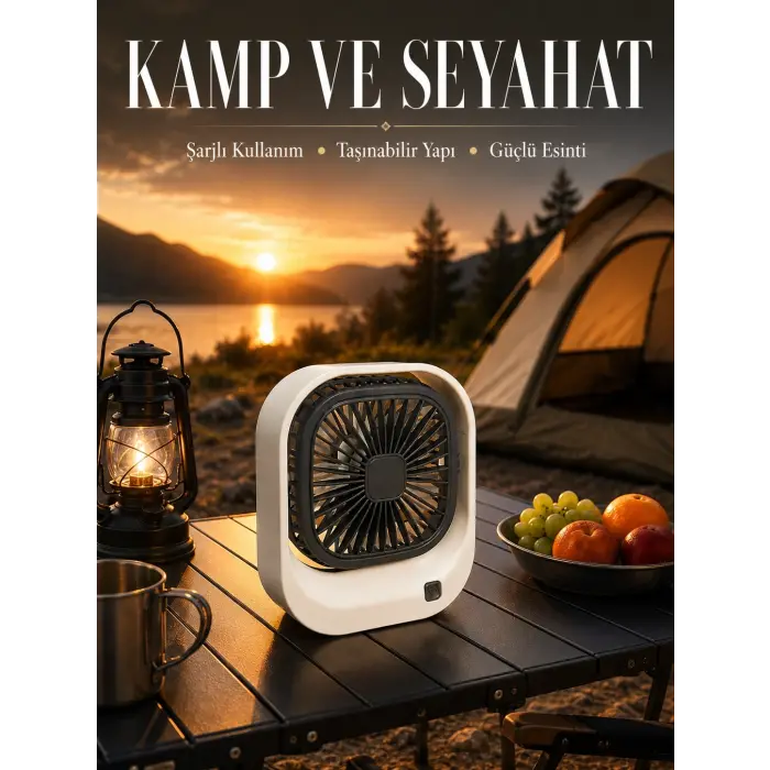 Şarjlı Masaüstü Fan Güçlü Hava Akışı ve Sessiz Çalışma