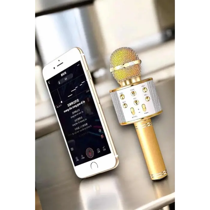 Şarjlı ve Uzun Pil Ömürlü Karaoke Mikrofon USB Bellek Destekli Profesyonel Ses