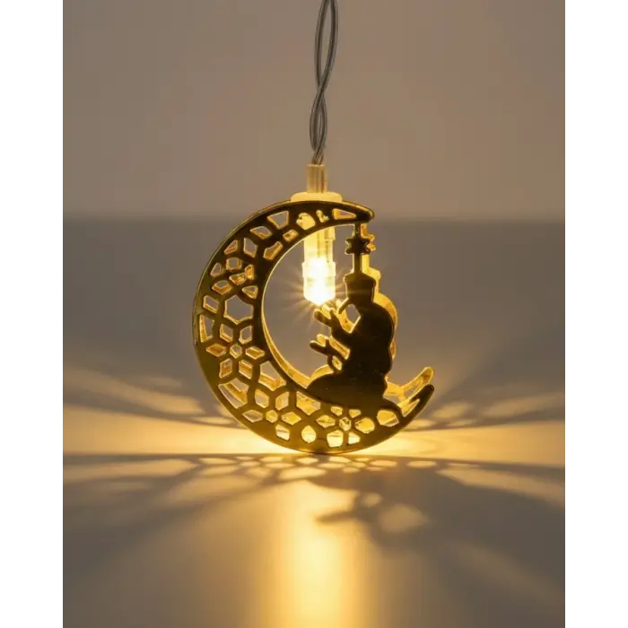 Secde Eden Adam Figürlü Ay Tasarımlı Ramazan LED Işık