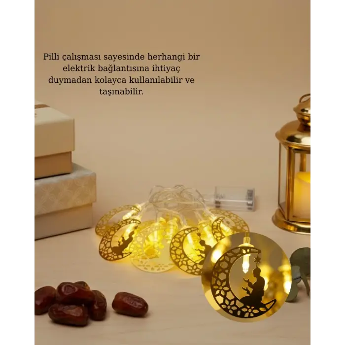 Secde Eden Adam Figürlü Ay Tasarımlı Ramazan LED Işık
