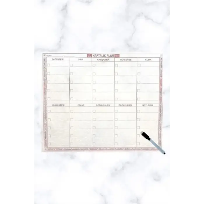 Şeffaf Kendiliğinden Yapışkanlı Kalemli Haftalık Planlayıcı 40cm-50cm
