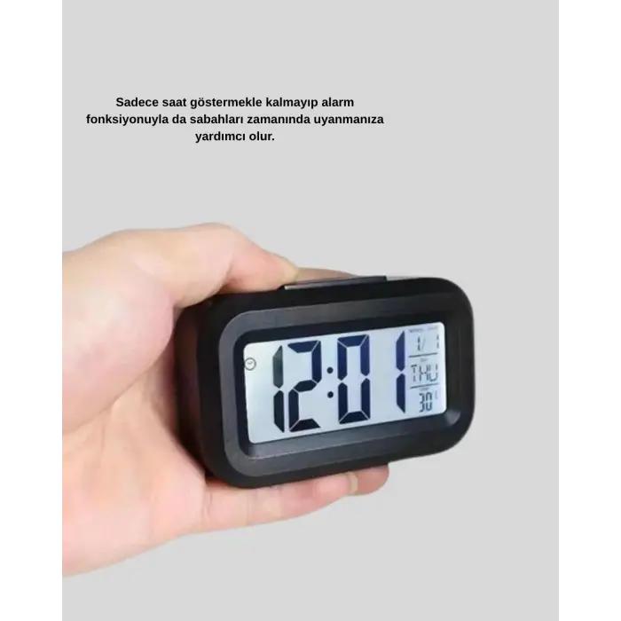 Sensörlü Dijital Masa Saati Alarm ve Sıcaklık Göstergeli