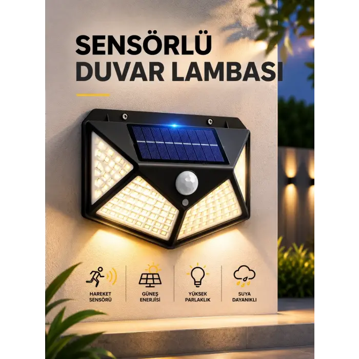 SENSÖRLÜ GÜNEŞ ENERJİLİ DUVAR LAMBASI