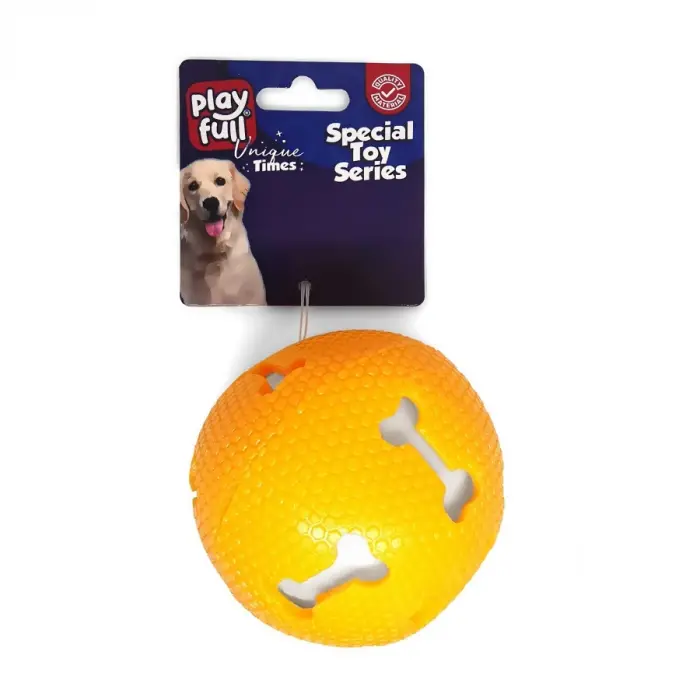 Sesli Kemik Desenli Plastik Top Köpek Oyuncağı 7,5 Cm Tcu