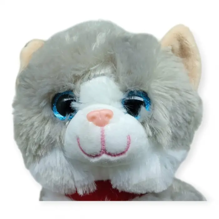 Sesli Peluş Kedi 25 cm - Gri - 1 ADET