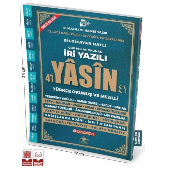 Sesli Yasini Şerif Arapça Türkçe Okunuşlu ve Mealli İri Yazılı Orta Boy