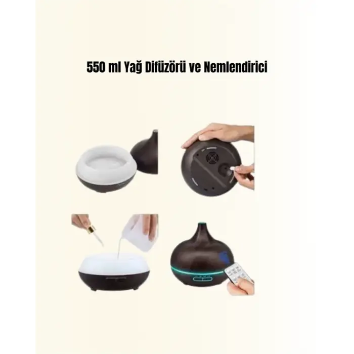 Sessiz Çalışan Aromaterapi Difüzörü – 4 Zaman Ayarlı, 7 Renkli Işık Seçeneği