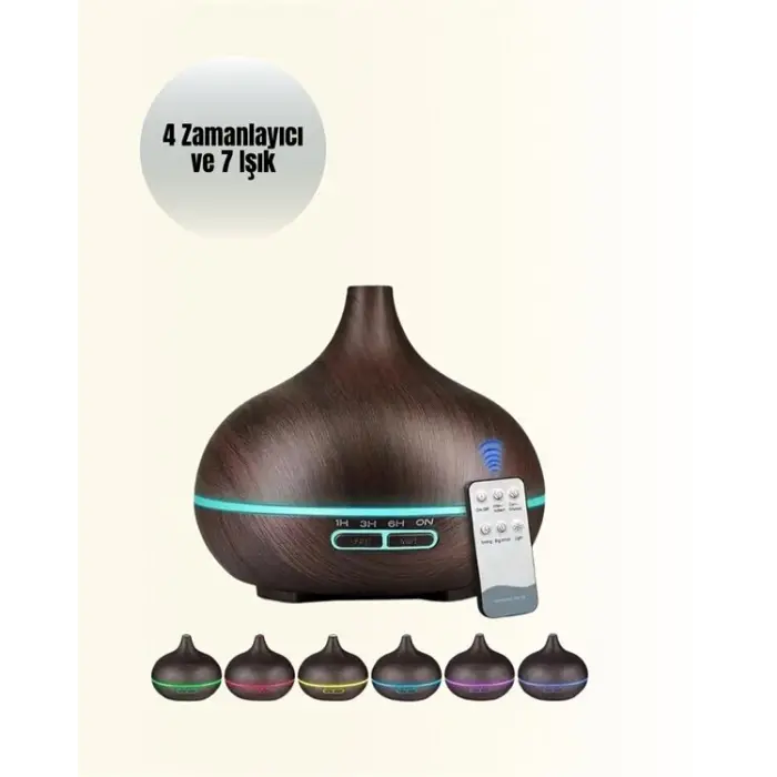 Sessiz Çalışan Aromaterapi Difüzörü – 4 Zaman Ayarlı 7 Renkli Işık Seçeneği