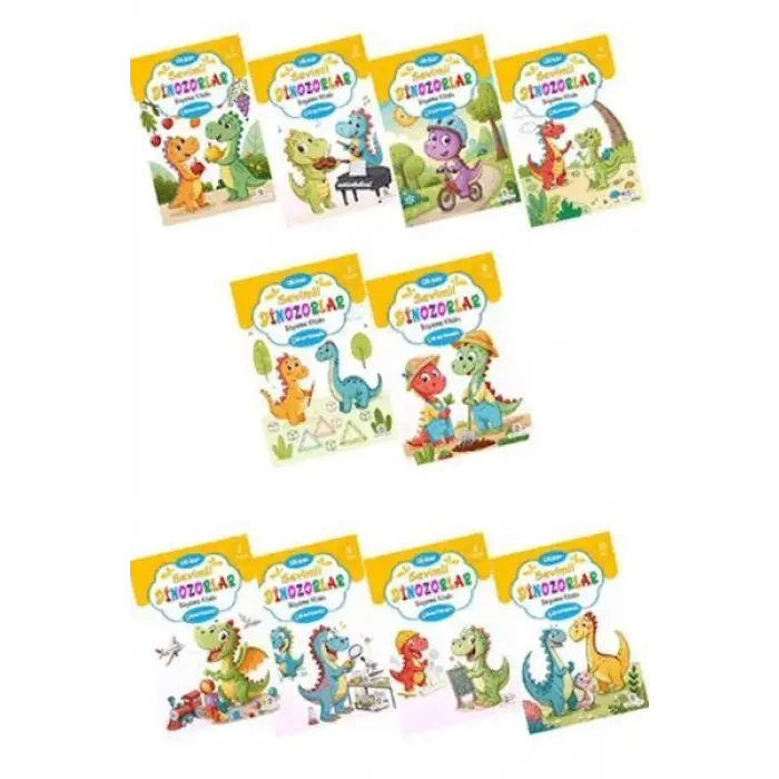 Sevimli Dinozorlar Boyama Kitabı  Çıkartmalı (10  Set)