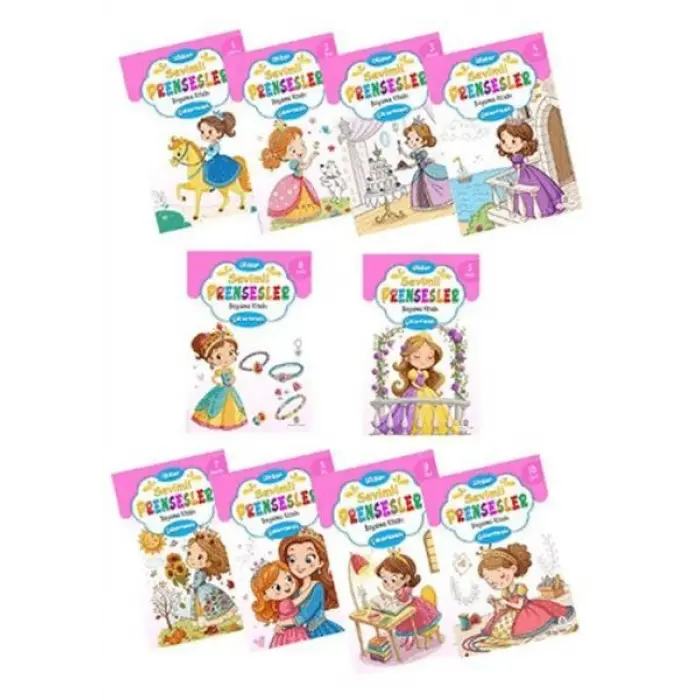 Sevimli Prensesler Boyama Kitabı  Çıkartmalı (10  Set)