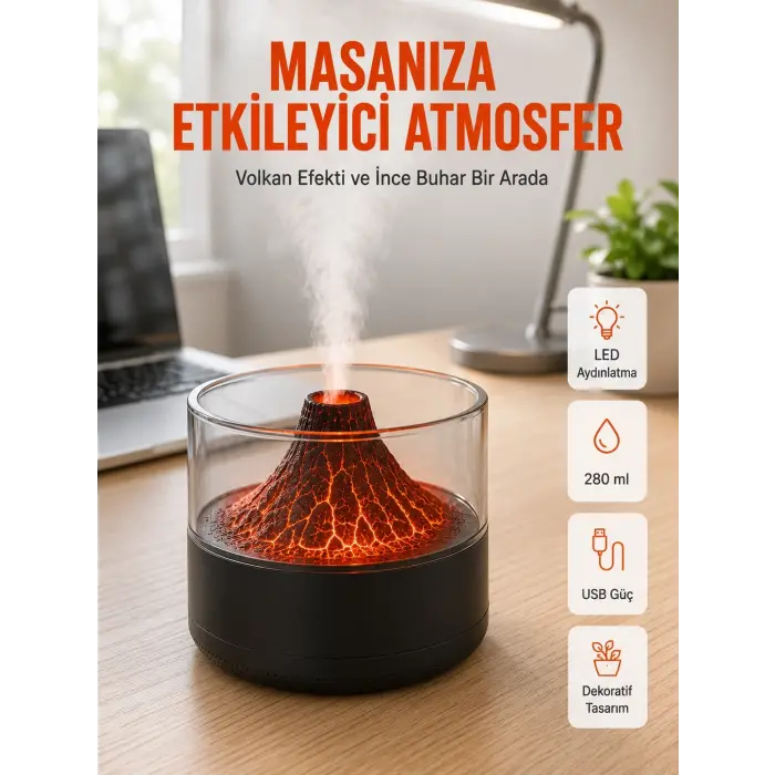 Şık Tasarımlı Aromaterapi ve Nemlendirici Cihaz