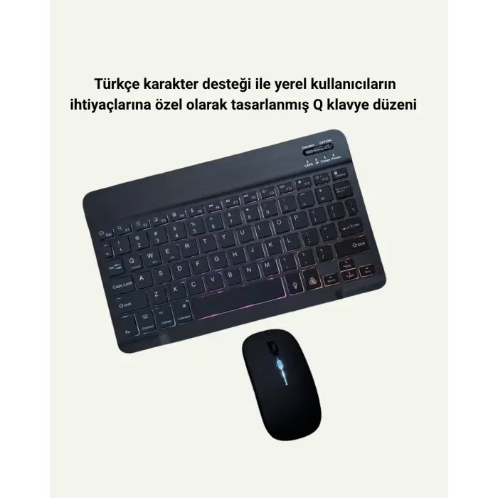 Şık ve Sessiz Tasarımlı Işıklı Klavye Mouse Seti – Şarjlı Wireless