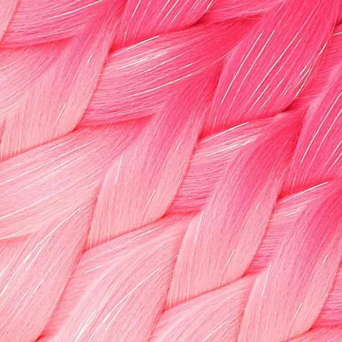 Simli Koyu Pembe / Pembe / Şeker Pembesi Ombreli Örgülük  100 Gr.