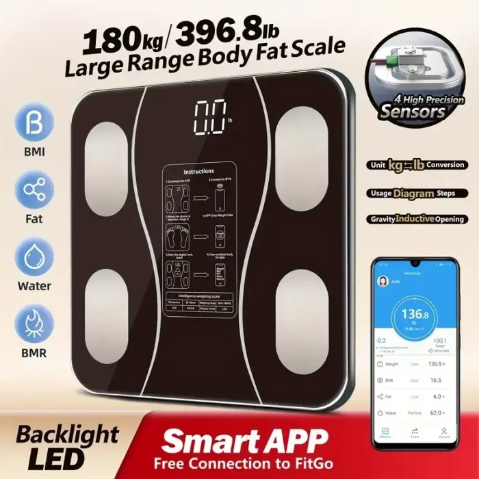 Siyah Akıllı Dijital Baskül Fs-550 Bx40