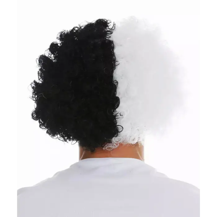 Siyah Beyaz Kıvırcık Afro Bonus Peruk Taraftar Bonus Saç Bx40