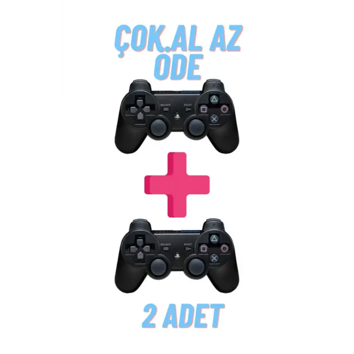 Siyah Bluetooth bağlantılı, hızlı şarj özellikli, 2 adet Playstation 3 uyumlu gamepad