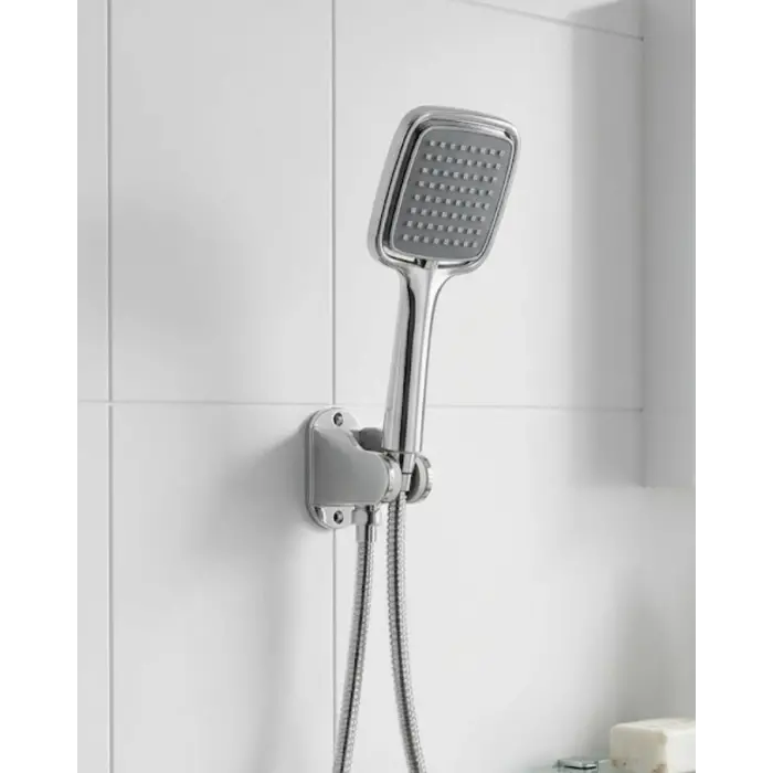 Siyah Duş Seti El Duşu Başlığı Spiral Hortum ve Duvar Askısı Banyo Duş Seti