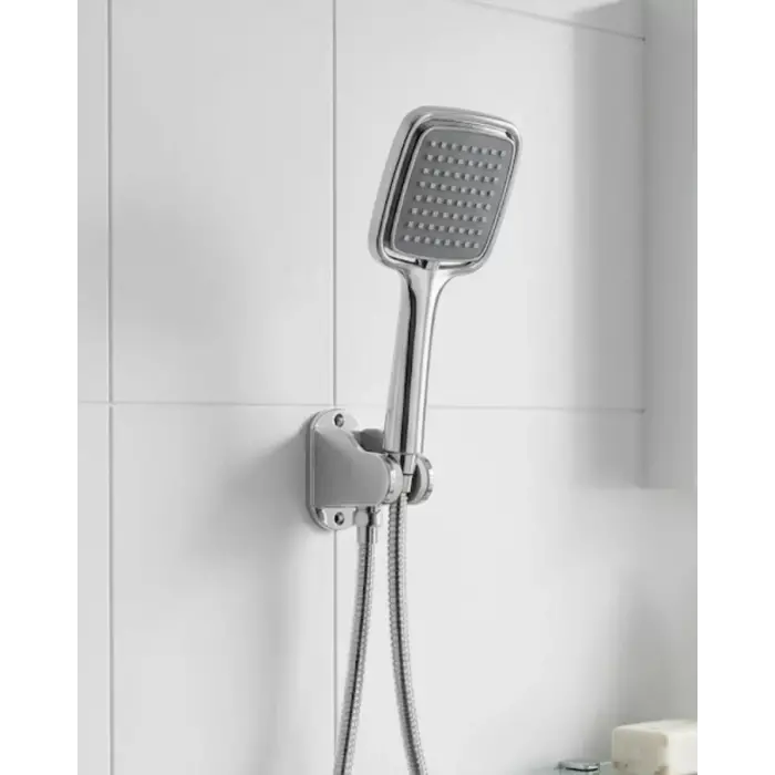 Siyah Duş Seti El Duşu Başlığı Spiral Hortum ve Duvar Askısı Banyo Duş Seti