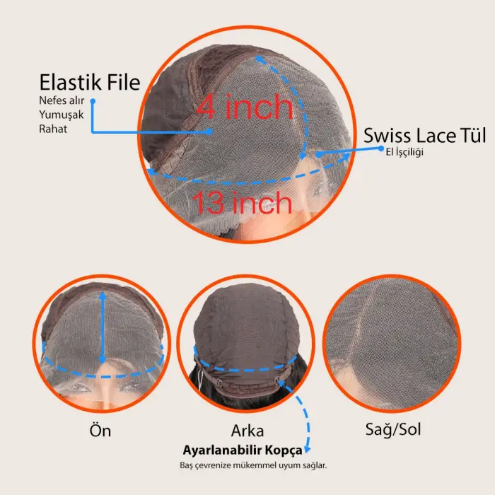 Siyah Ekstra Uzun Fiber Sen Daalı Tül Peruk