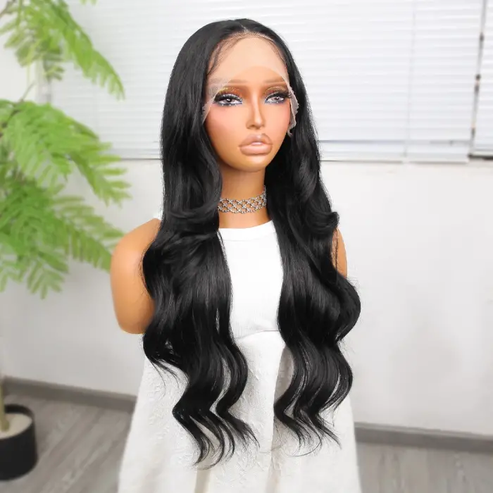 Siyah Fiber Sen Daalı Tül Peruk