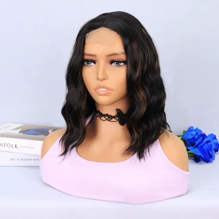 Siyah Karamel Işıltılı Fiber Sen Tül Peruk
