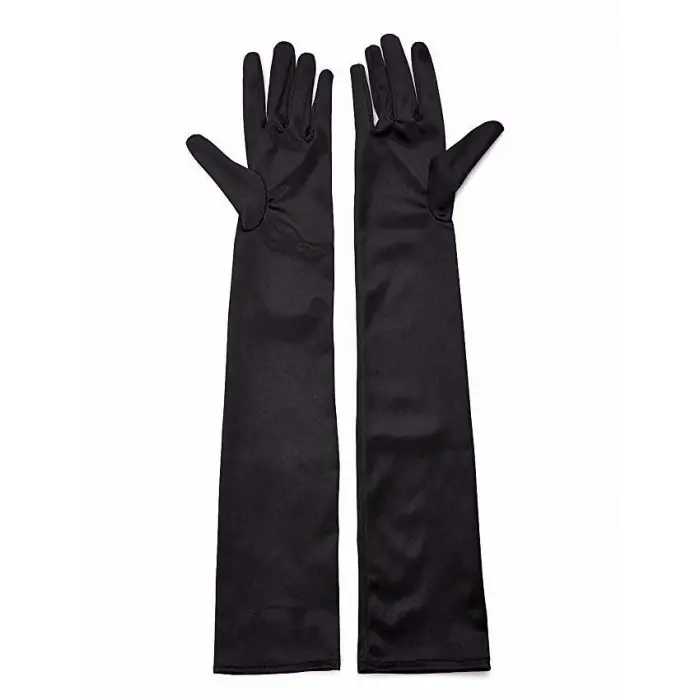 Siyah Renk Dirseğe Kadar Uzun Kumaş Eldiven 40 Cm Bx40
