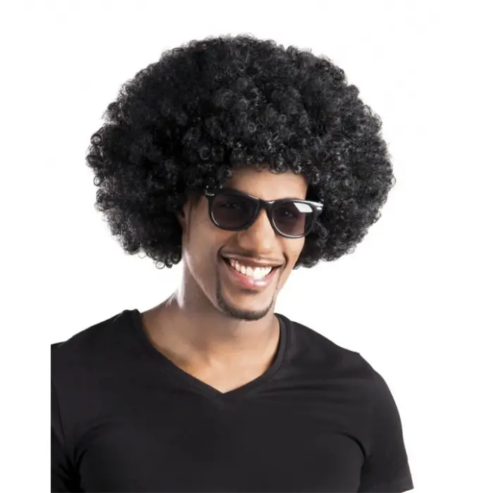 Siyah Renk Kıvırcık Afro Bonus Peruk Parti Peruğu Bx40