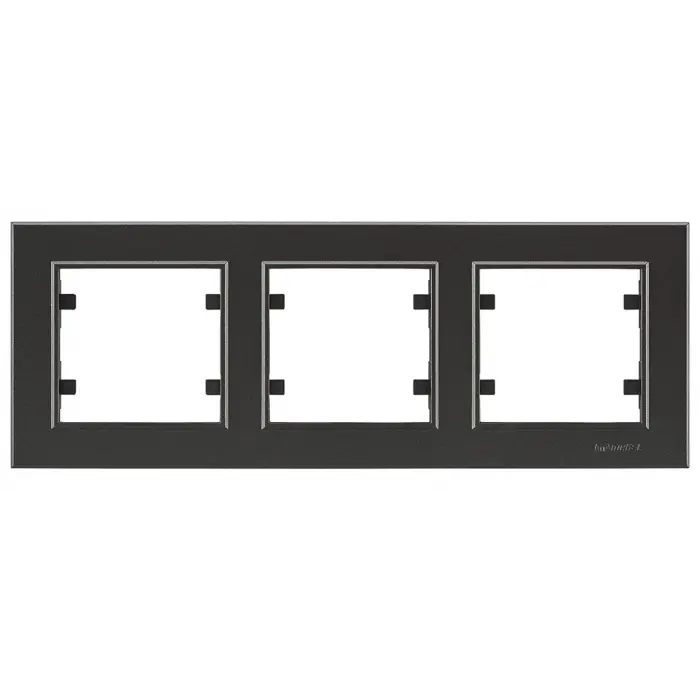 Siyah Üçlü Yatay Çerçeve - Priz ve Anahtar İçin Uyumlu Çerçeve