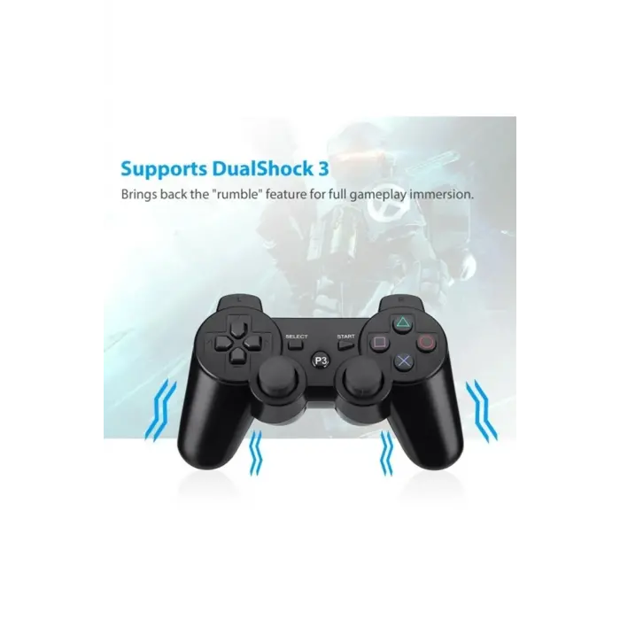 Siyah wireless joystick hızlı şarj özellikli Playstation 3 uyumlu 1 yıl garantili