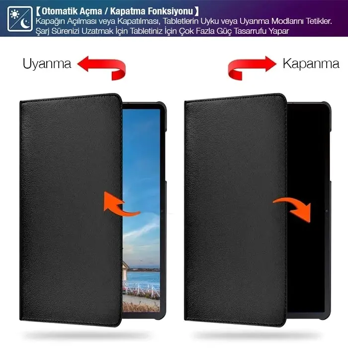 SM Galaxy Tab S8 Plus 2022 12.4 (X800-X806) 360 Derece Döner Standlı Kılıf-(5775)