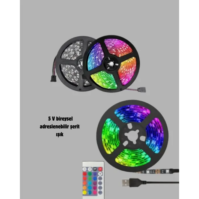 Smart Şerit LED Işık – Uzaktan Kumandalı, USB Girişli, Müzik Modlu