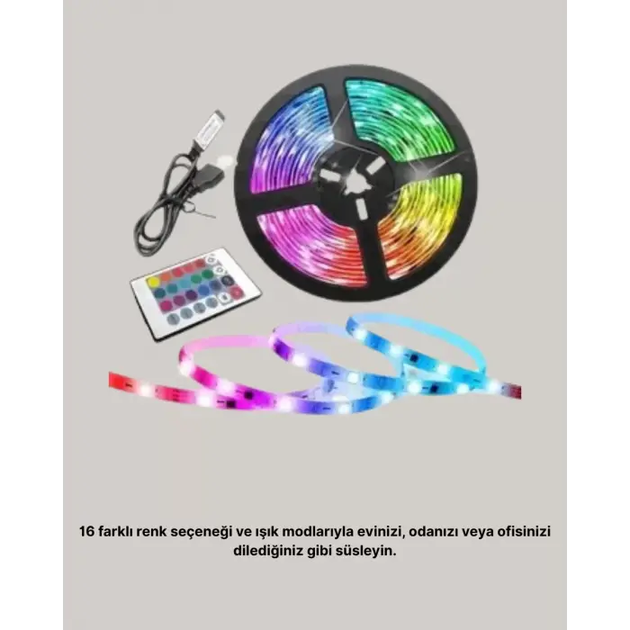 Smart Şerit LED Kumandalı USB Enerjili Suya Dayanıklı Dekoratif Aydınlatma