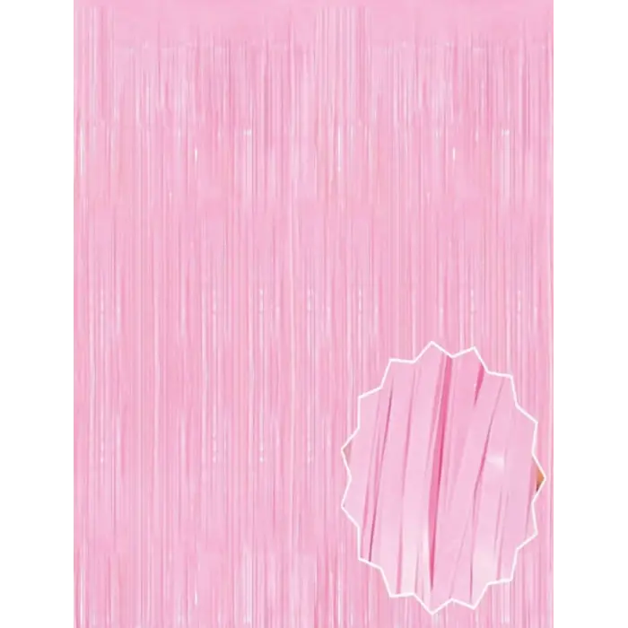 Soft Pembe Püsküllü Kapı Perdesi - Parti, Baby Shower, Cinsiyet Partisi 1x2 m