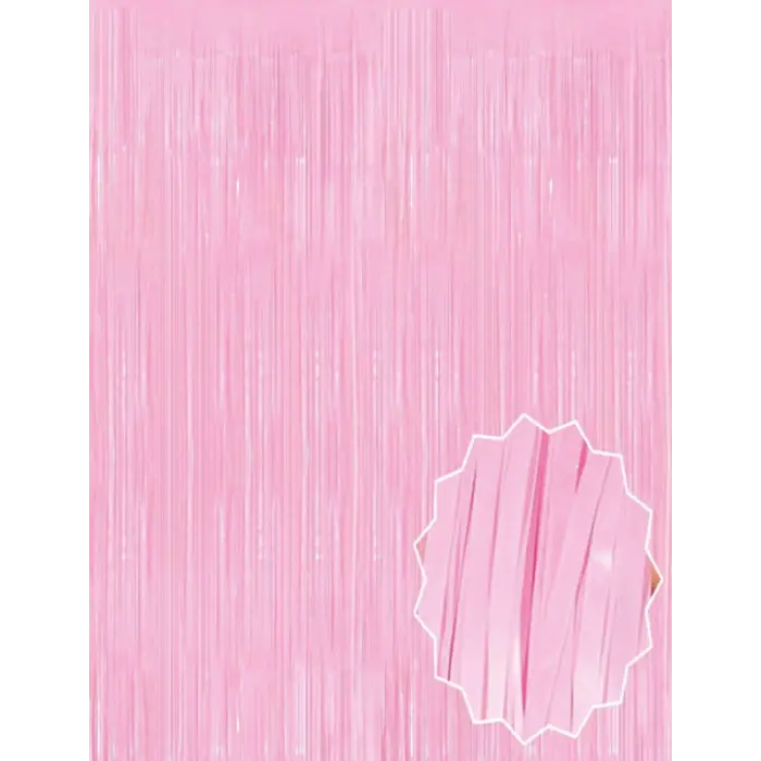 Soft Pembe Püsküllü Kapı Perdesi - Parti, Baby Shower, Cinsiyet Partisi 1x2 M Bx40