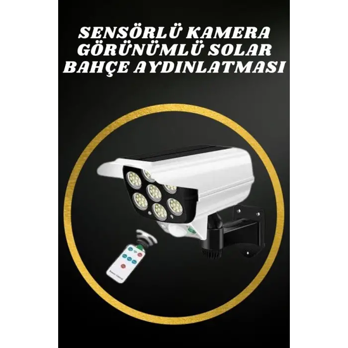 Solar Lamba Kamera Görünümlü Duvar Lambası Dönebilen Bahçe Aydınlatması