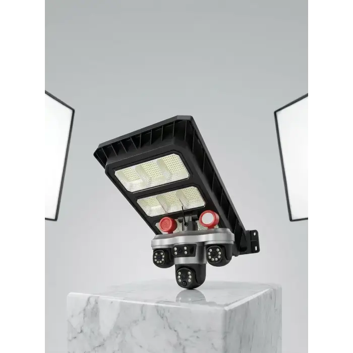 Solar Panelli Akıllı Güvenlik Kamerası LED Projektörlü