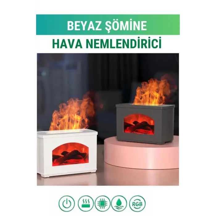 Şömine Tasarımlı Işıklı Hava Nemlendirici - 270 ml Kapasiteli Aromaterapi Difüzörü