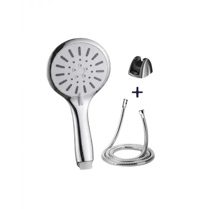 Spiral Hortumlu 4 Kademeli Krem El Duşu Başlığı Banyo Duş Seti