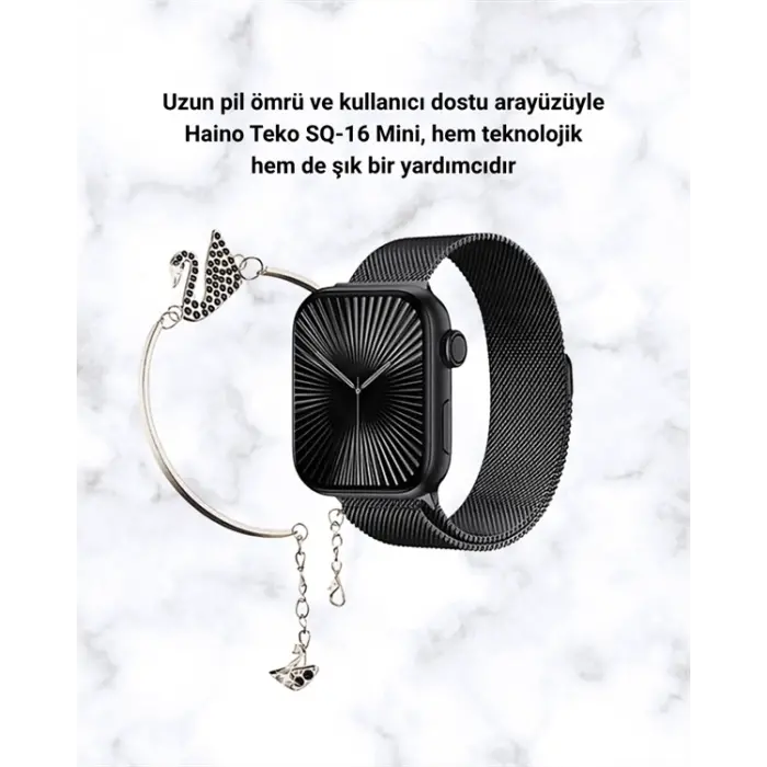 SQ-16 Mini Series 10 Akıllı Saat | Şık ve Hafif Tasarım, 3 Kordon Seçeneği