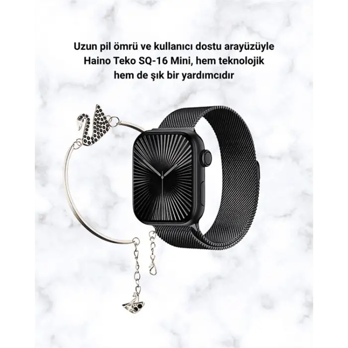 SQ-16 Mini Series 10 Akıllı Saat | Şık ve Hafif Tasarım 3 Kordon Seçeneği