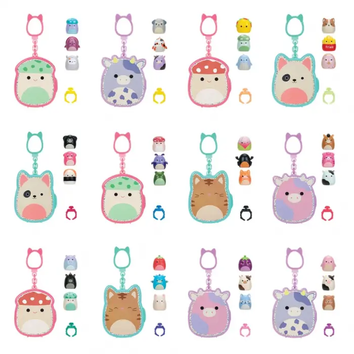 Squish-a-longs 3 Figür + Yüzük Çantalı Sürpriz Paket Seri 1