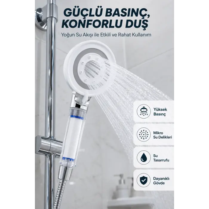 Su Tasarruflu Filtreli Duş Başlığı Yüksek Basınçlı Modern Duş Başlığı
